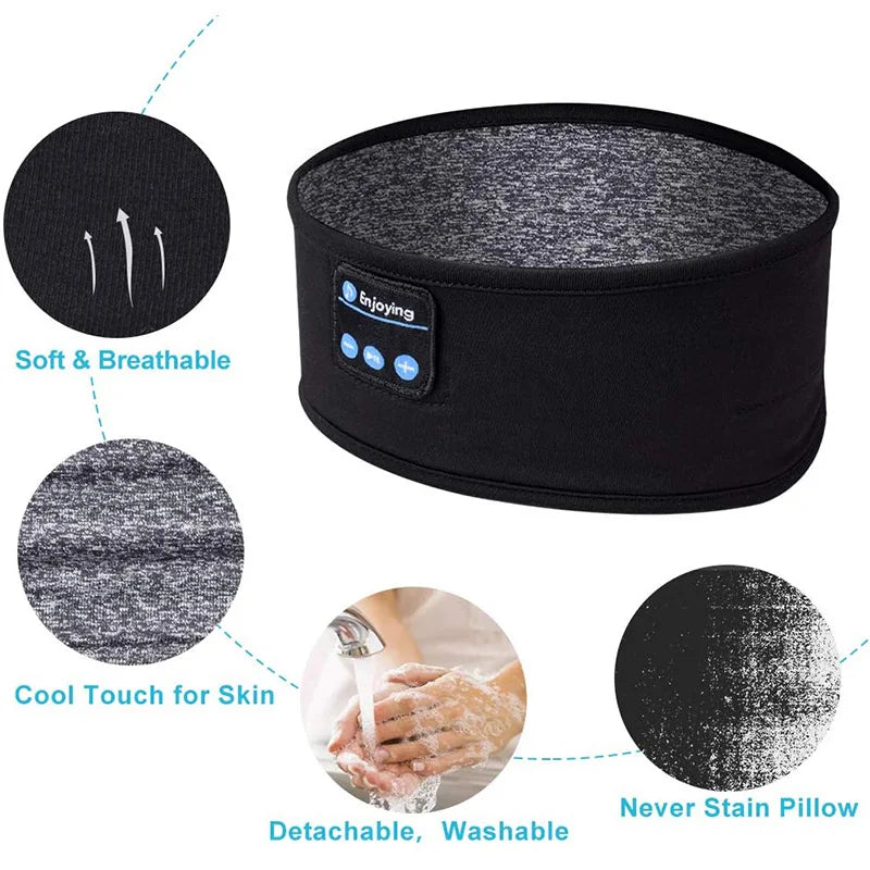 Wireless Bluetooth Sports Headband Earphones with Integrated Music and Sleep Mask Functionality
