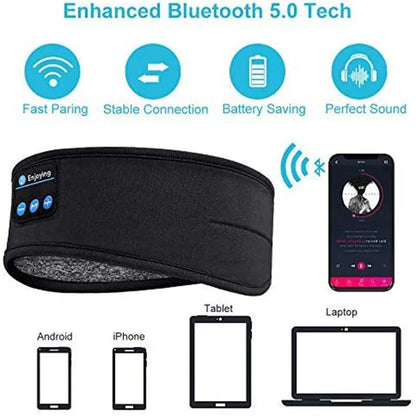 Wireless Bluetooth Sports Headband Earphones with Integrated Music and Sleep Mask Functionality