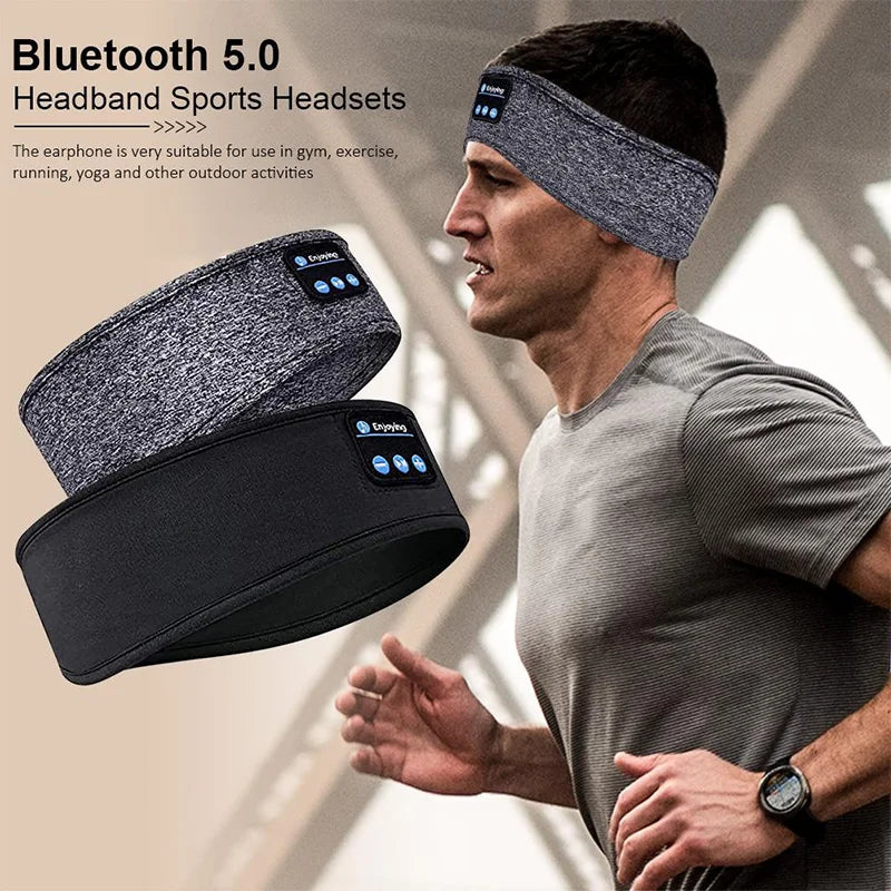 Wireless Bluetooth Sports Headband Earphones with Integrated Music and Sleep Mask Functionality